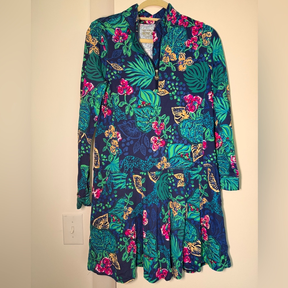EUC Lilly Pulitzer Luxletic Delmare Dress - Low Tide Navy Life of the Party